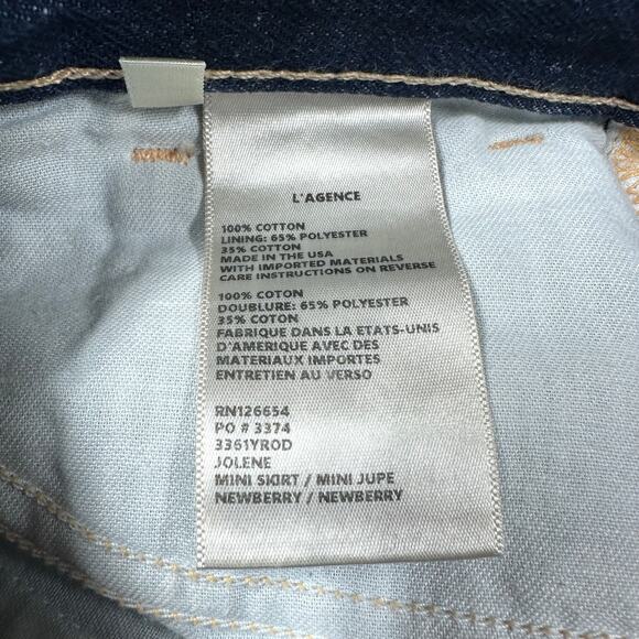 L'agence NWT Jolene Distressed Mini Skirt Newberry Blue Size 24 100% Cotton - Picture 6 of 8